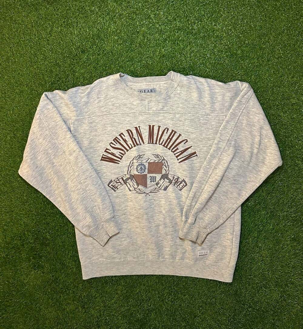 Vintage 1990s Gear For Sports Western Michigan Sweatshirt Gray College 1903